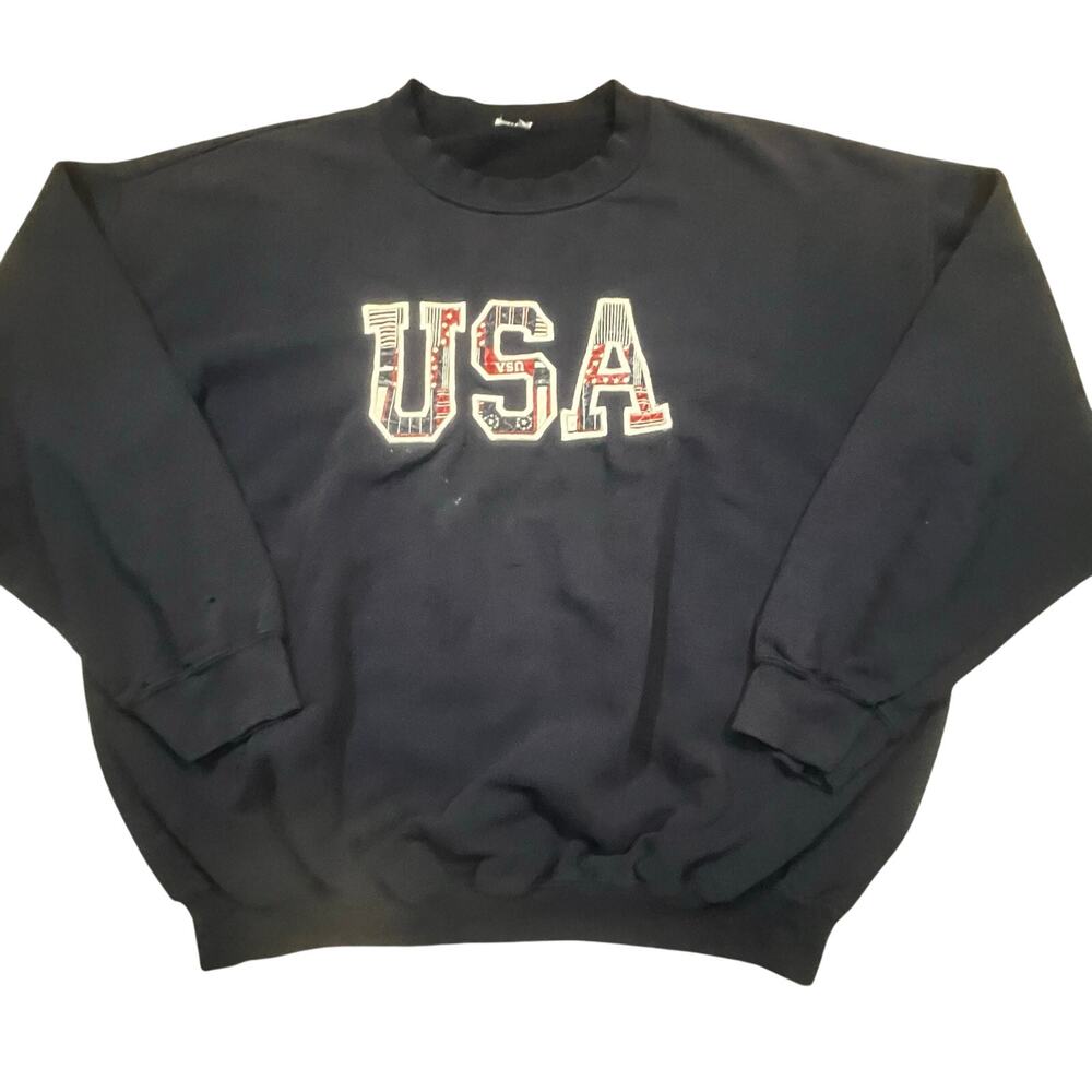 USA Sweatshirt‎ Patriotic American Flag Crewneck Pullover Olympics Women XL